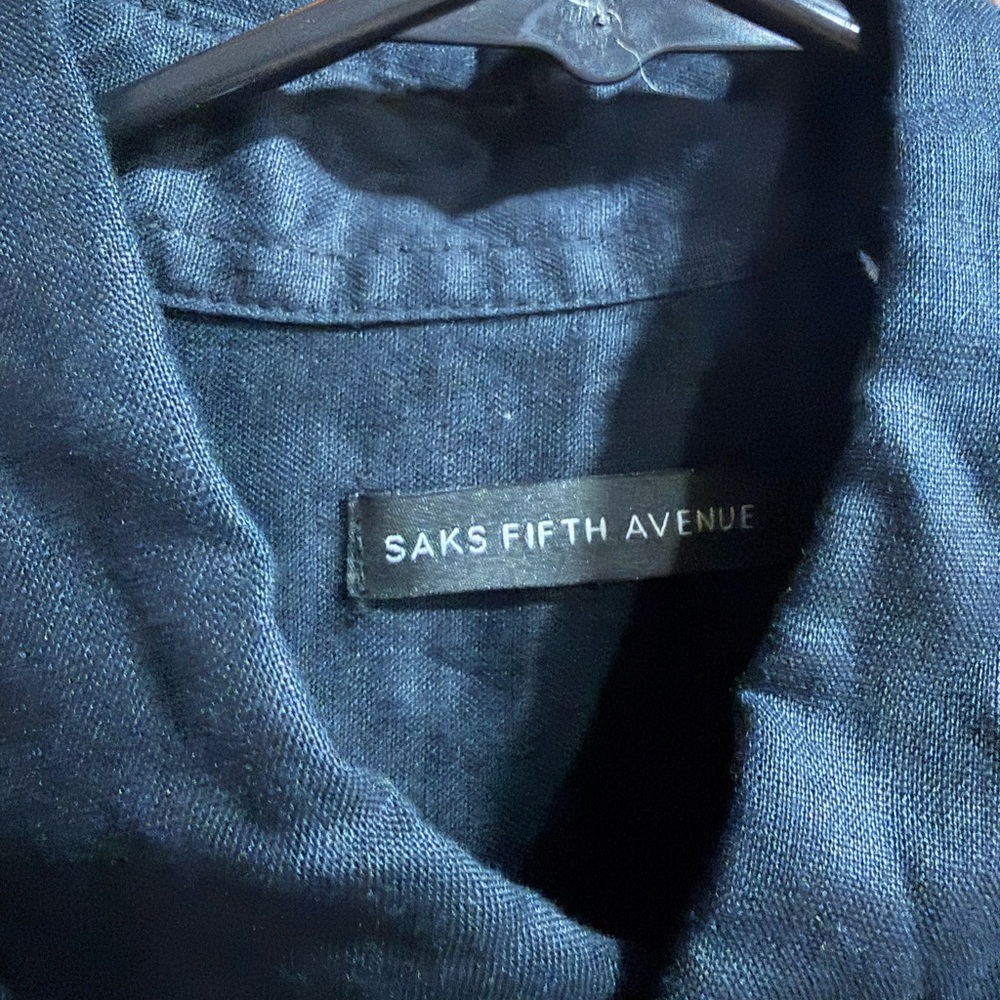 Saks Fifth Avenue Men’s Balaclava Linen Shirt Size Small - Picture 2 of 5